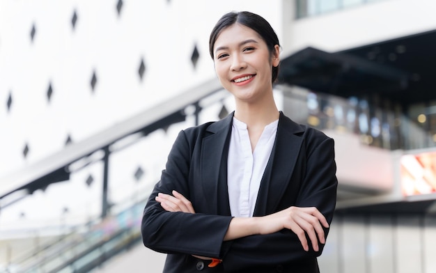 Portrait of a beautiful young Asian businesswoman at the company