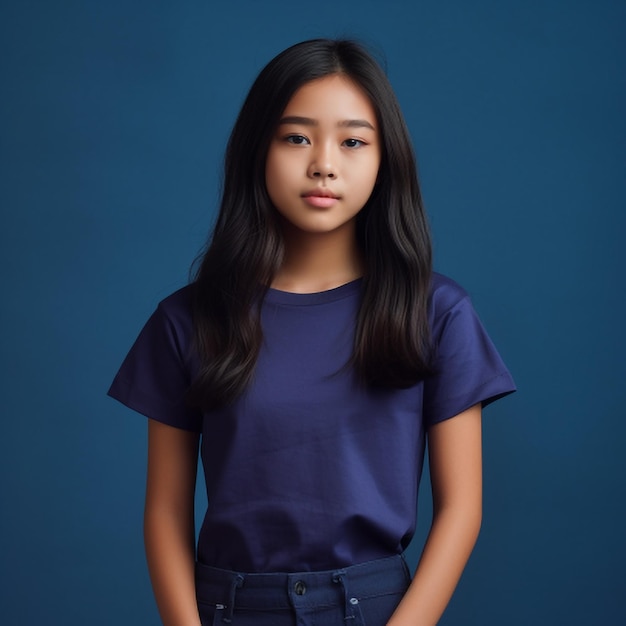 Portrait of a beautiful young asian girl on background