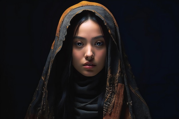 Portrait of a beautiful young asian muslim woman in veil