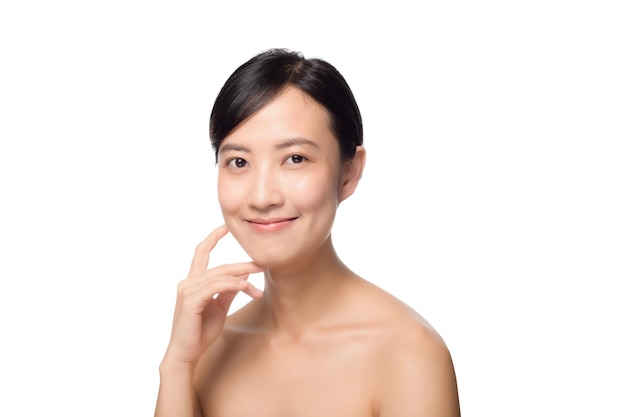 Portrait of beautiful young asian woman clean fresh bare skin concept with clipping path