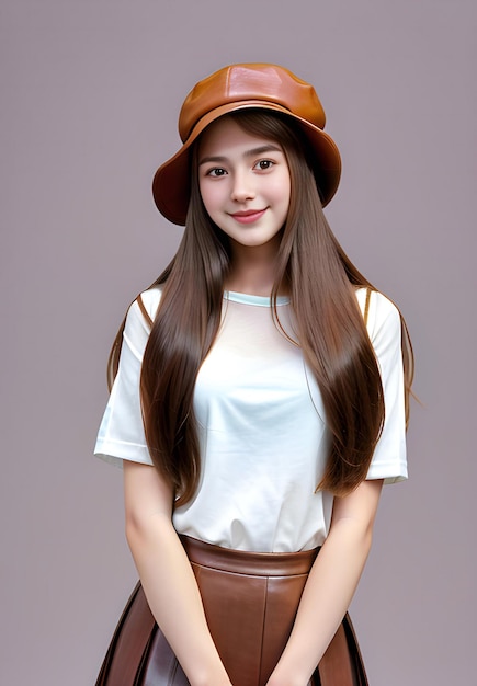 Portrait of a beautiful young asian woman in a hat