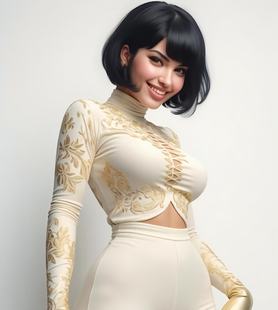 Portrait of a beautiful young asian woman in white dress