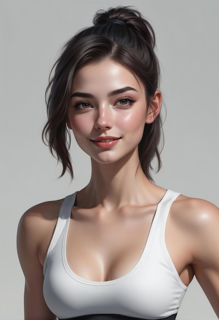 Portrait of a beautiful young asian woman in white tank top