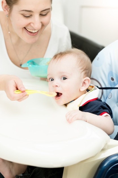 Portrait of beautiful young mother with her child