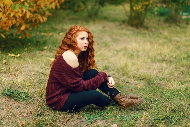 Portrait of a beautiful young red-haired woman 