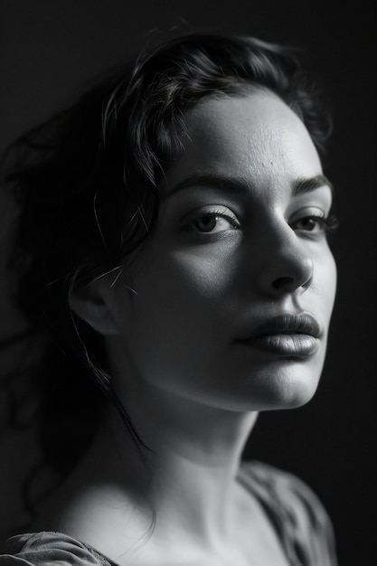 Portrait of a beautiful young woman in black and white Studio shot