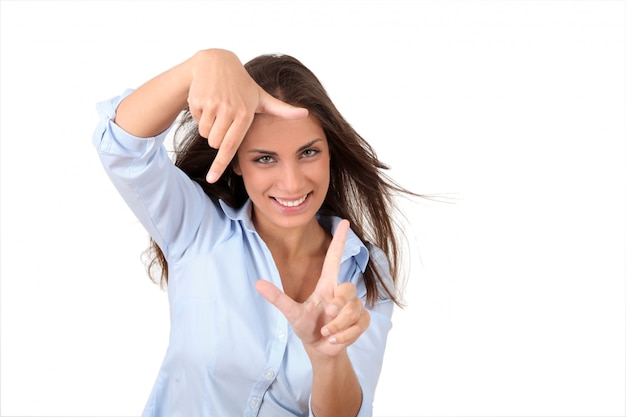 Portrait of beautiful young woman cropping image