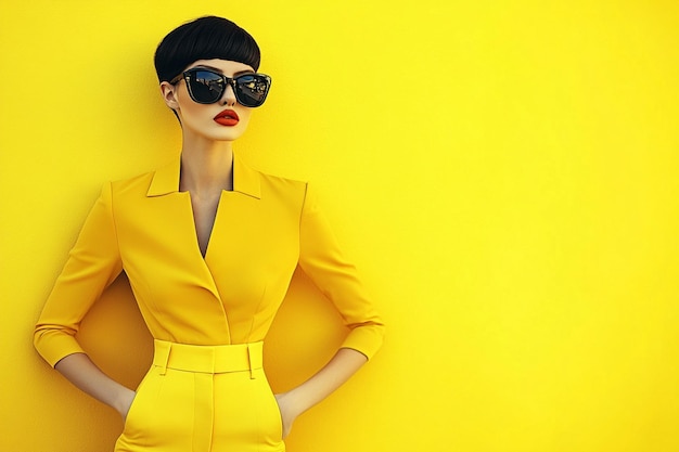 Photo portrait of beautiful young woman wearing yellow summer