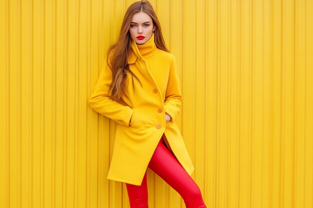 Photo portrait of beautiful young woman wearing yellow summer