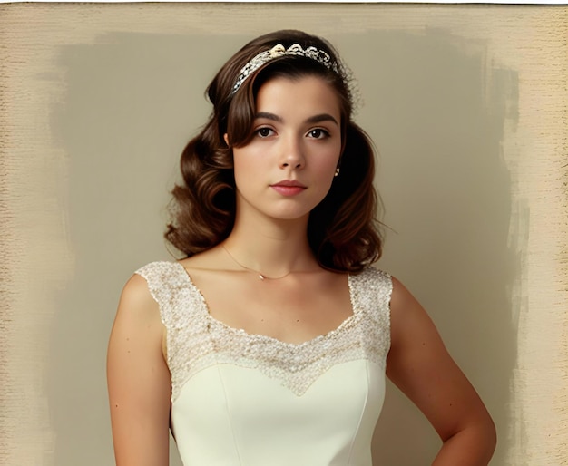 Portrait of a beautiful young woman in a wedding dress Studio shot