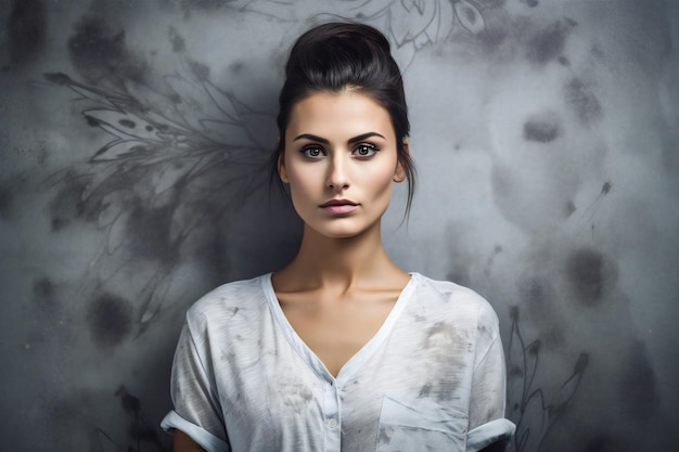 Portrait of a beautiful young woman in a white blouse