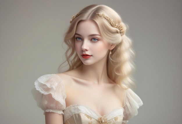 Portrait of a beautiful young woman with blond hair and makeup