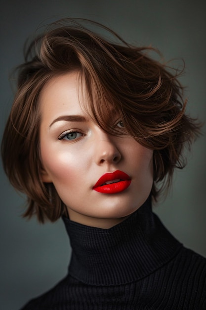 Portrait of a beautiful young woman with elegant hairstyle and makeup Studio shot