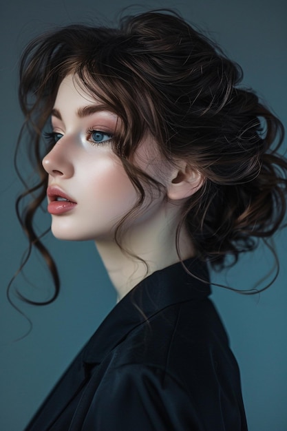 Portrait of a beautiful young woman with elegant hairstyle and makeup Studio shot