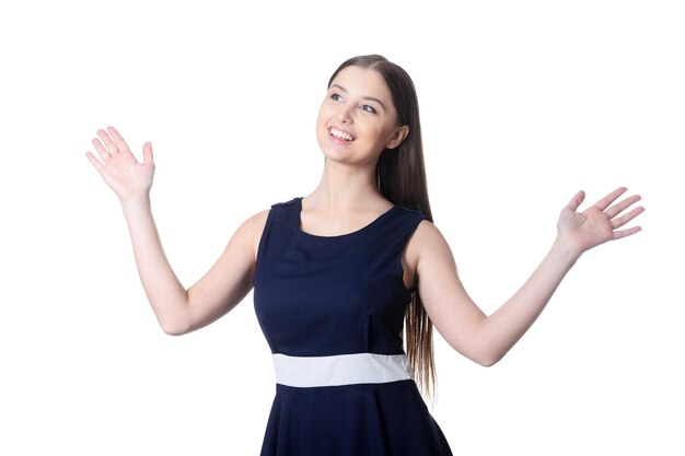 Portrait of beautiful young woman with long hair