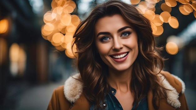 Portrait of a Beautiful Young Woman with Radiant Smile and Natural Beauty in Outdoor Setting