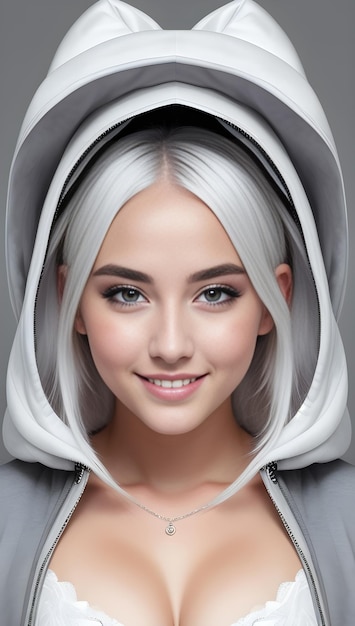 Portrait of a beautiful young woman with a white veil on her head