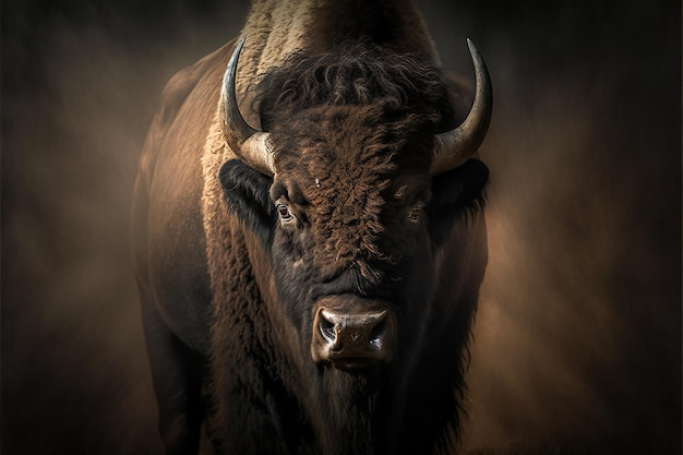 Portrait of bison digital illustration artwork animals wildlife