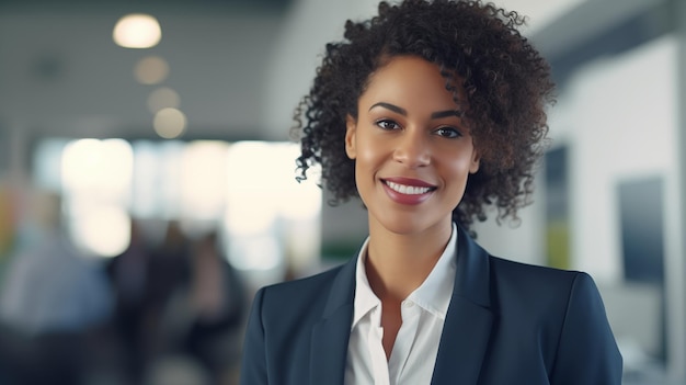 portrait of black female manager smiling in office