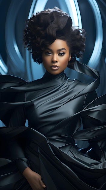 portrait of black woman in high fashion style