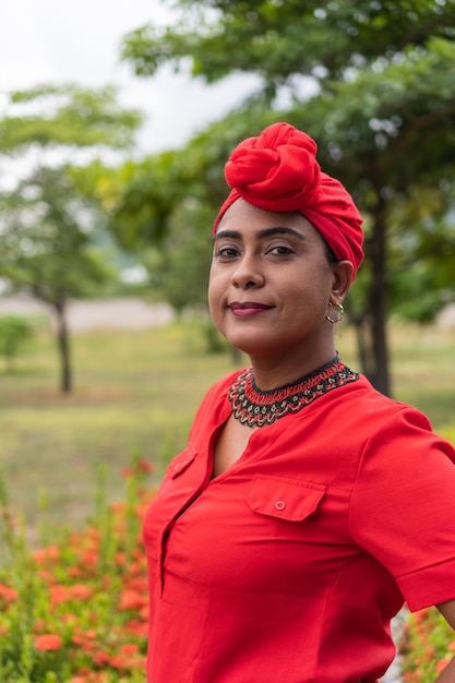 Portrait of Black woman in the public park