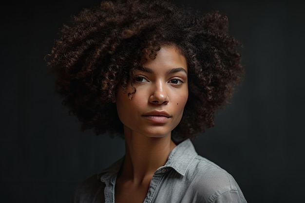 Portrait of a black woman with curly hair Generative Ai