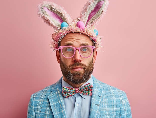 Photo portrait of a bloke dressed up for easter sunday