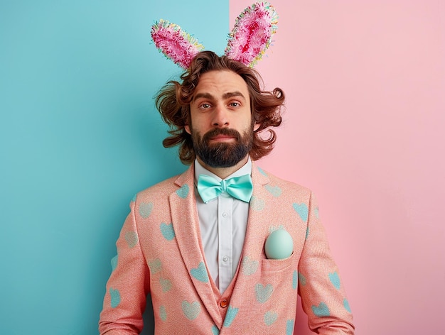 Photo portrait of a bloke dressed up for easter sunday