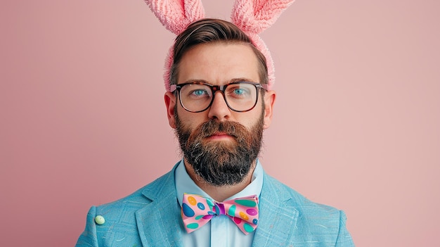 Photo portrait of a bloke dressed up for easter sunday