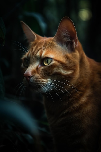 Portrait of Borneo Red Cat Dramatic and Cinematic Lighting Photography Generative AI