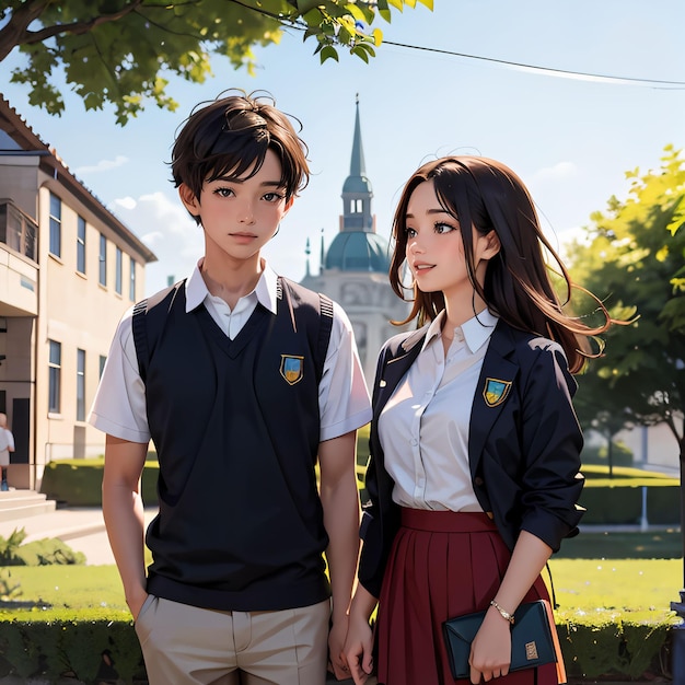 portrait of a boy and a girl in the street