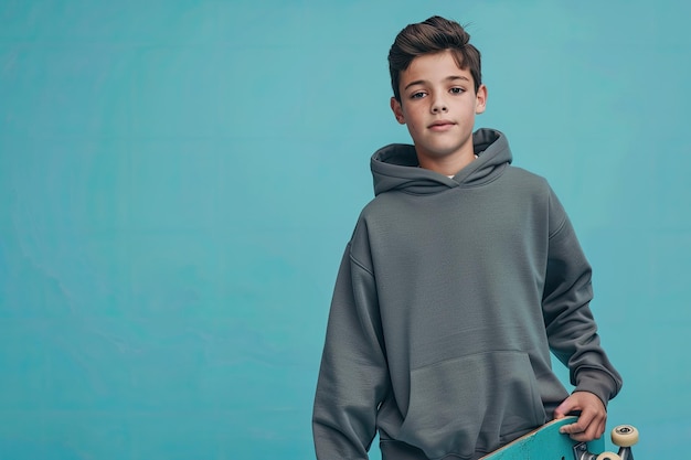 Portrait boy with skateboard