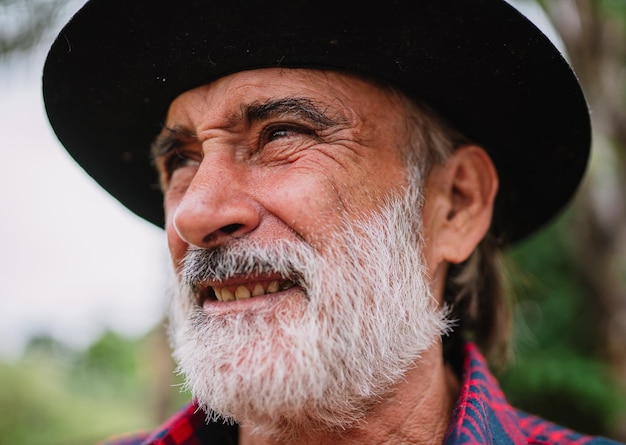 Portrait of Brazilian farmer man in the casual shirt in the farm