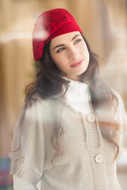 Portrait of a brunette in day dreaming 