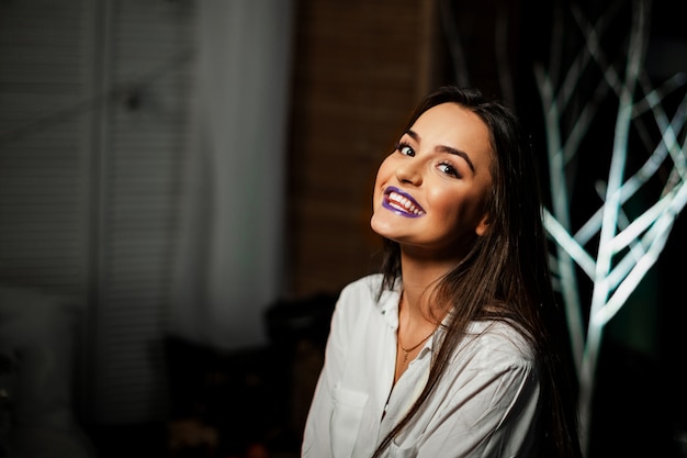 Portrait of brunette girl in the Studio