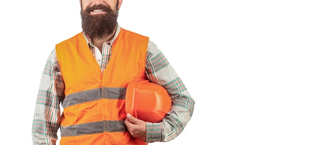 Portrait of a builder smiling Worker in construction uniform Man builders industry