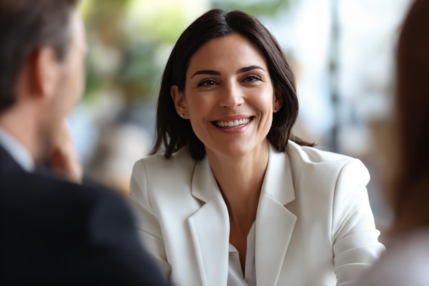 Portrait of business woman at office meeting