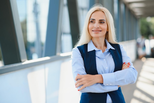 Portrait of business woman smiling outdoor