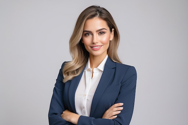 Portrait business woman on white background