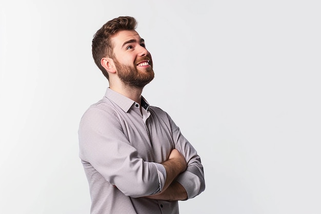 portrait of businessman arm crossed on white isolated background