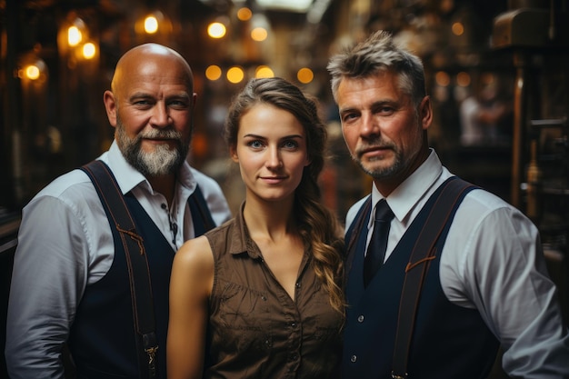 Portrait of businessman and engineers in the factory