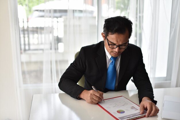 Portrait of a businessman in a suit.Young men are stressed with work problems.