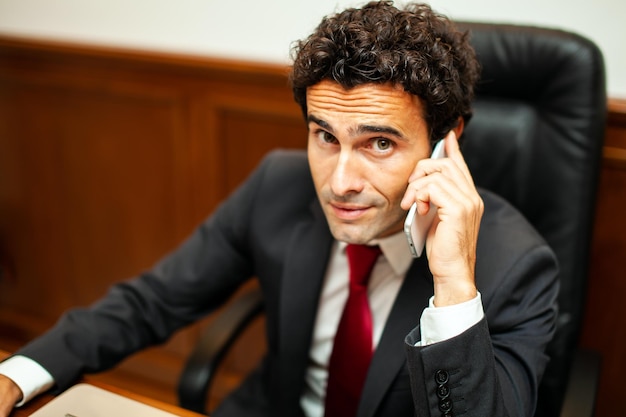 Portrait of a businessman talking on the phone