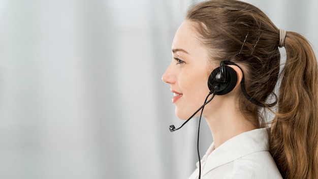 Portrait of call center woman