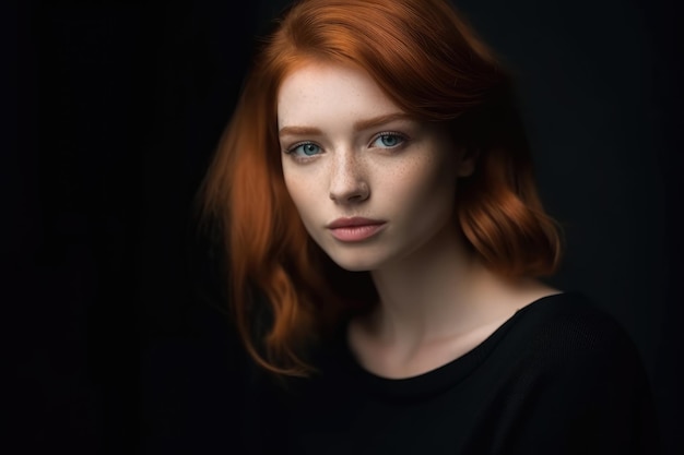 Portrait of candid authentic redhead model girl generative ai