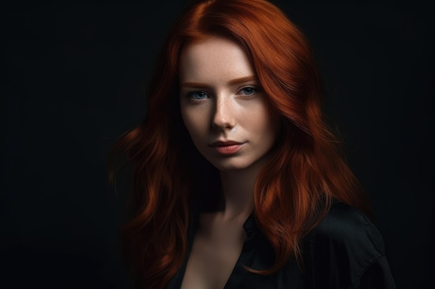 Portrait of candid authentic redhead model girl generative ai