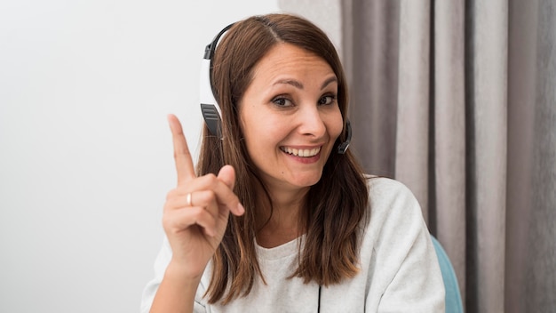 Portrait of casual woman smiling