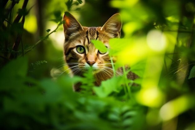 Portrait of cat in nature or cat in jungle