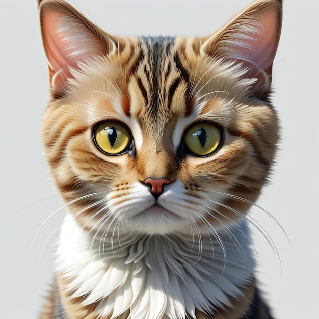 Portrait of a cat on a white background Closeup