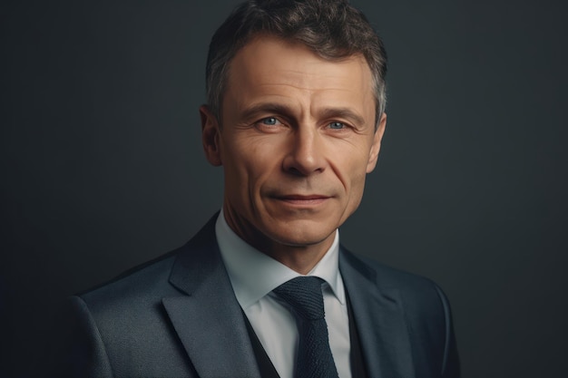 Portrait of caucasian business man looking at camera and smiling confident mature male professional